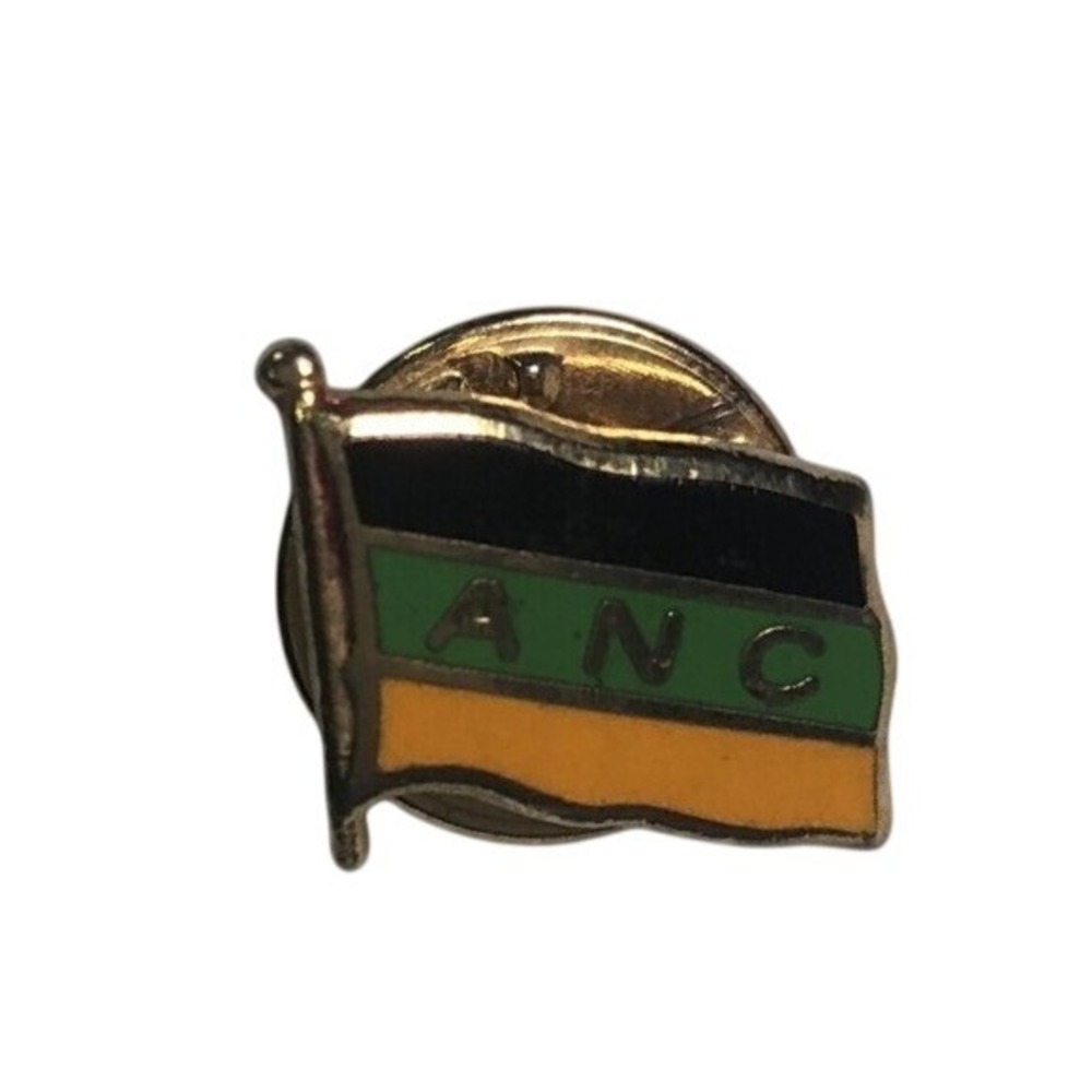 ANC African National Congress South Africa Flag Enamel Lapel Pin Gold Badge